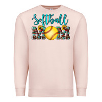 Pale Pink western leopard  sunflowers glitter mom softball Premium Sweatshirt - Artiststas