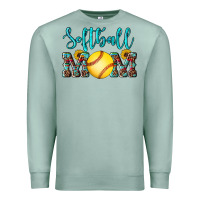 Seafoam western leopard  sunflowers glitter mom softball Premium Sweatshirt - Artiststas