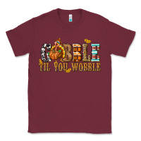 Burgundy Gobble Til You Wobble with Turkey Classic Tee - texasbilliewilder