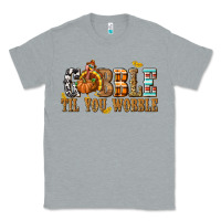 Heather Grey Gobble Til You Wobble with Turkey Classic Tee - texasbilliewilder