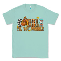 Seafoam Gobble Til You Wobble with Turkey Classic Tee - texasbilliewilder