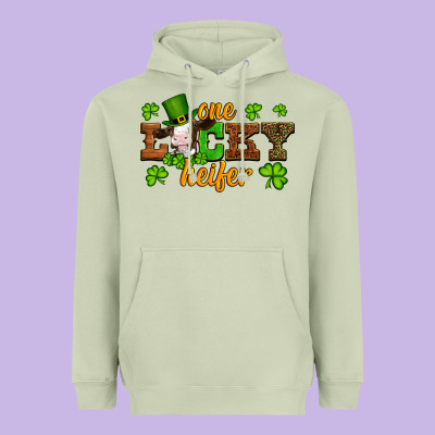 St Patricks One Lucky Heifer Baby Cow Heavyweight Hoodie Designed By Artiststas