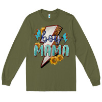 Army Green Boy mama lightning bold mother's day Long Sleeve Tee - HowdyJamesFarm