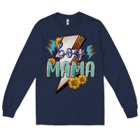 Navy Boy mama lightning bold mother's day Long Sleeve Tee - HowdyJamesFarm