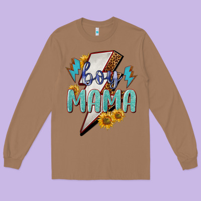 Boy Mama Lightning Bold Mother's Day Long Sleeve Tee Designed By Howdyjamesfarm