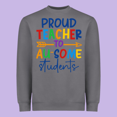 Proud Teacher To Au-some Students Heavyweight Sweatshirt Designed By Cowhidedigitalart