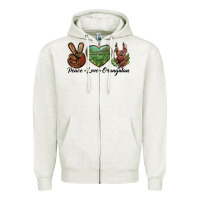 Oatmeal Heather Peace Love Orangutan Zipper Hoodie - LillyAllenDesigns