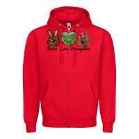 Red Peace Love Orangutan Zipper Hoodie - LillyAllenDesigns
