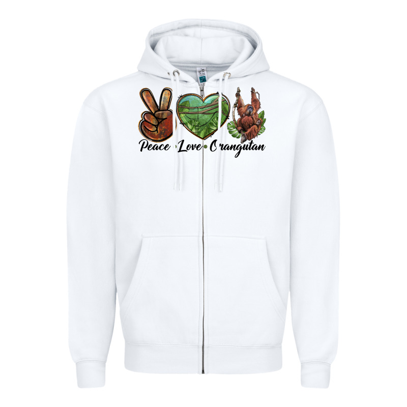 Peace Love Orangutan Zipper Hoodie by LillyAllenDesigns | Teevron