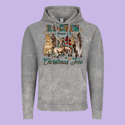 Rockin Around The Christmas Tree Vintage Hoodie Designed By Cowgirlartshop