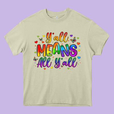 Y All Means All Y All Heavy Core Tee Designed By Artiststas