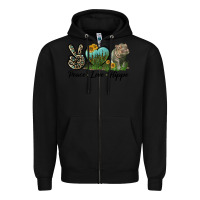 Black Peace Love Hippo Zipper Hoodie - LillyAllenDesigns