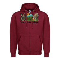 Burgundy Peace Love Hippo Zipper Hoodie - LillyAllenDesigns