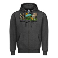 Charcoal Heather Peace Love Hippo Zipper Hoodie - LillyAllenDesigns