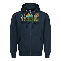 Navy Peace Love Hippo Zipper Hoodie - LillyAllenDesigns