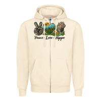 Sandshell Peace Love Hippo Zipper Hoodie - LillyAllenDesigns