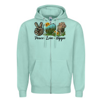 Peace Love Hippo Zipper Hoodie | Teevron