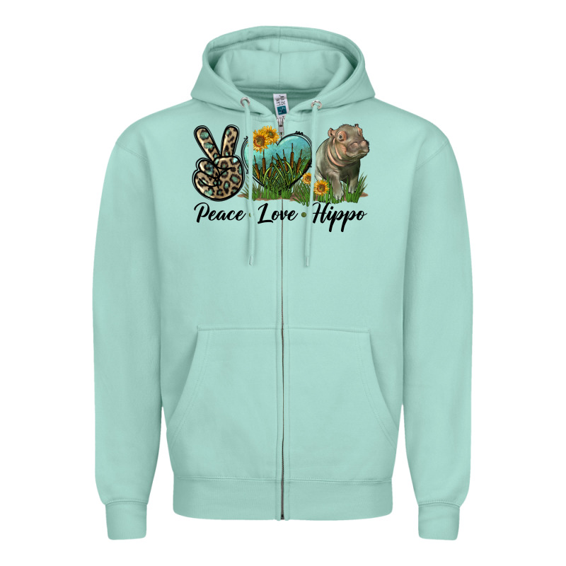 Peace Love Hippo Zipper Hoodie by LillyAllenDesigns | Teevron