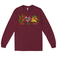 Burgundy Peace love tacos Mexico Long Sleeve Tee - HowdyJamesFarm