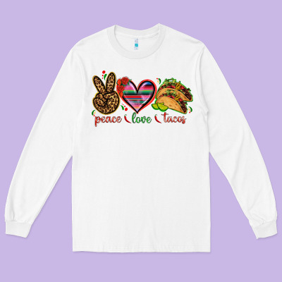 Peace Love Tacos Mexico Long Sleeve Tee Designed By Howdyjamesfarm