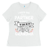 White I Asked God For a Partner In Crime He Sent Me My Crazy Grandma Ladies Tee - Bettercallsaul