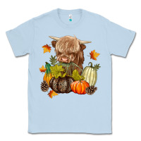 Dusty Blue Heifer with Pumpkins Classic Tee - texasbilliewilder