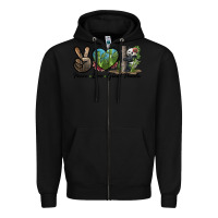 Black Peace Love Giant Panda Zipper Hoodie - LillyAllenDesigns