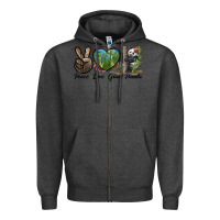 Charcoal Heather Peace Love Giant Panda Zipper Hoodie - LillyAllenDesigns