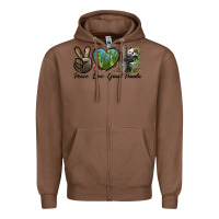 Chestnut Peace Love Giant Panda Zipper Hoodie - LillyAllenDesigns