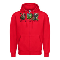 Red Peace Love Giant Panda Zipper Hoodie - LillyAllenDesigns