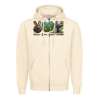 Sandshell Peace Love Giant Panda Zipper Hoodie - LillyAllenDesigns