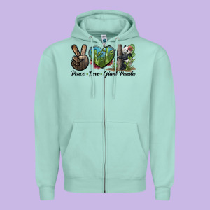 Peace Love Giant Panda Zipper Hoodie Designed By Lillyallendesigns
