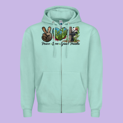 Peace Love Giant Panda Zipper Hoodie Designed By Lillyallendesigns