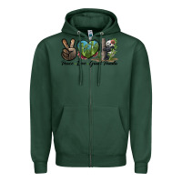 Sports Green Peace Love Giant Panda Zipper Hoodie - LillyAllenDesigns