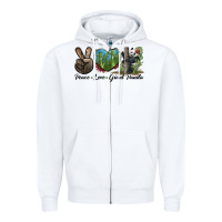 White Peace Love Giant Panda Zipper Hoodie - LillyAllenDesigns