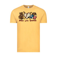 Vintage Mustard Peace love Baseball Vintage Tee - HowdyJamesFarm