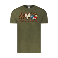 Vintage Olive Peace love Baseball Vintage Tee - HowdyJamesFarm