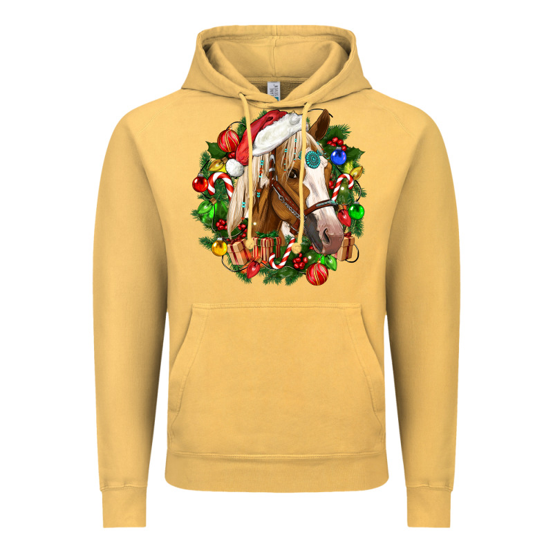 Horse Christmas Wreath Vintage Hoodie by CowGirlArtShop | Teevron