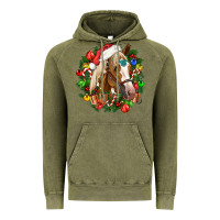 Vintage Olive horse christmas wreath Vintage Hoodie - CowGirlArtShop