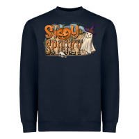 Navy Stay Spooky Heavyweight Sweatshirt - CowhideDigitalArt