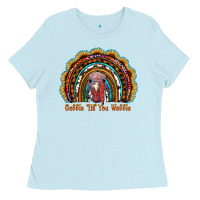 Baby Blue gobble till you wobble thanksgiving rainbow Ladies Tee - RanaPortraitStore