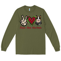 Army Green Peace Love Blue Heeler Long Sleeve Tee - Jasminsmagicworld