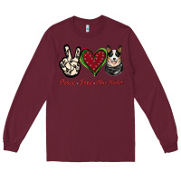 Burgundy Peace Love Blue Heeler Long Sleeve Tee - Jasminsmagicworld