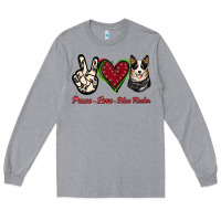 Heather Grey Peace Love Blue Heeler Long Sleeve Tee - Jasminsmagicworld