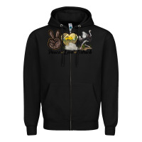 Black peace love ostrich Zipper Hoodie - LillyAllenDesigns