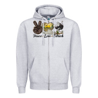 Heather Grey peace love ostrich Zipper Hoodie - LillyAllenDesigns