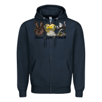 Navy peace love ostrich Zipper Hoodie - LillyAllenDesigns