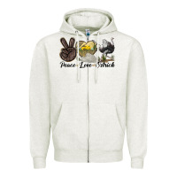Oatmeal Heather peace love ostrich Zipper Hoodie - LillyAllenDesigns