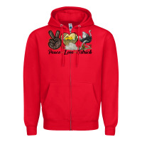 Red peace love ostrich Zipper Hoodie - LillyAllenDesigns