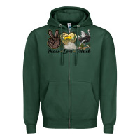 Sports Green peace love ostrich Zipper Hoodie - LillyAllenDesigns